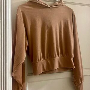 Express Tan Crop Sweatshirt Hoodie
